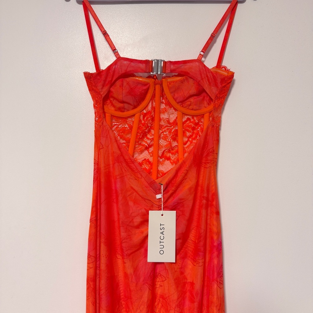 Elegant Orange Women's Dress - Picture 5 of 9